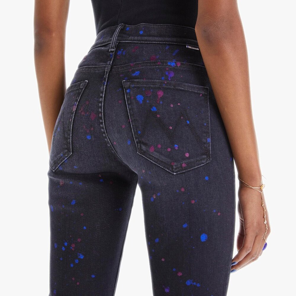 NWT Mother The Insider Ankle Bootcut in Rain City Lights Paint Splatter Print 24 - Picture 5 of 16